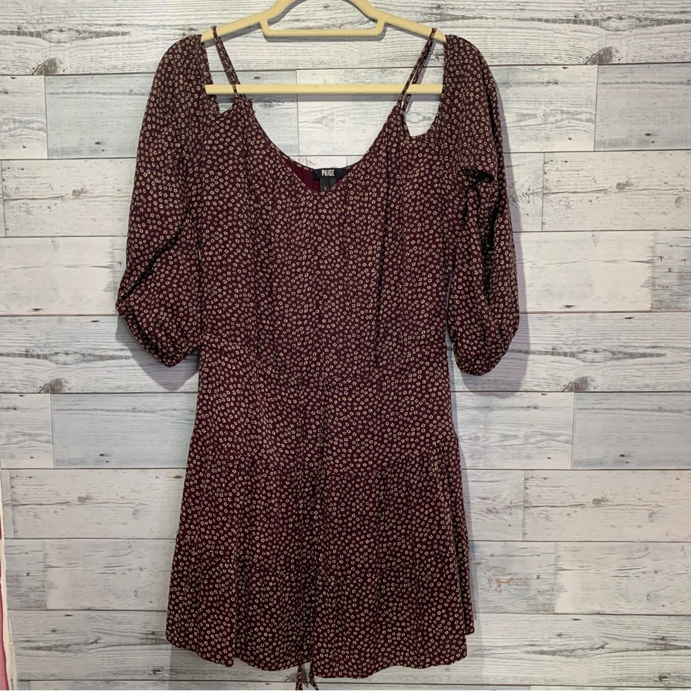 Paige Carmine Dress Ditsy Floral Size Small Color: Winetasting